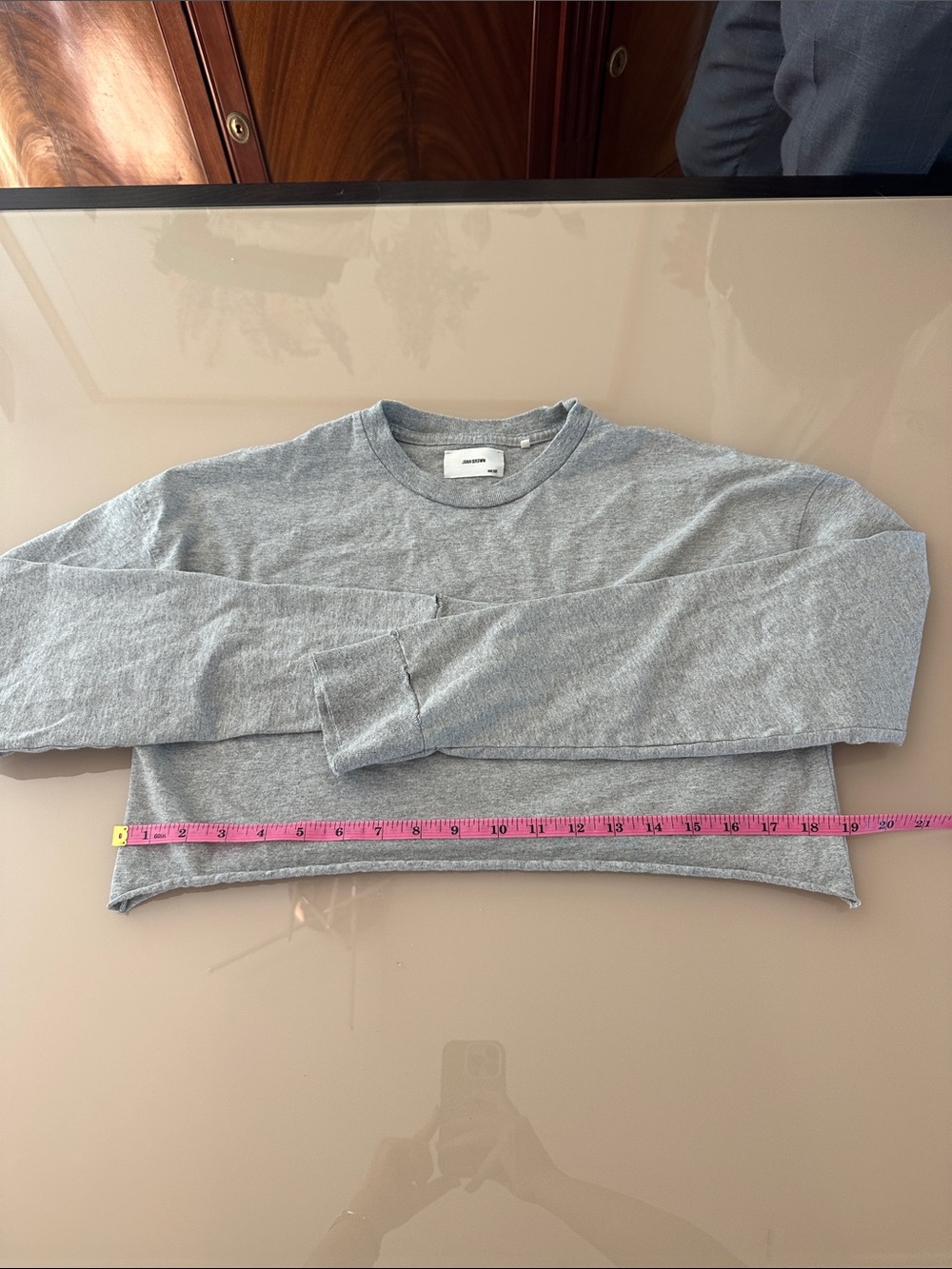 Joah Brown one size crop shirt light gray